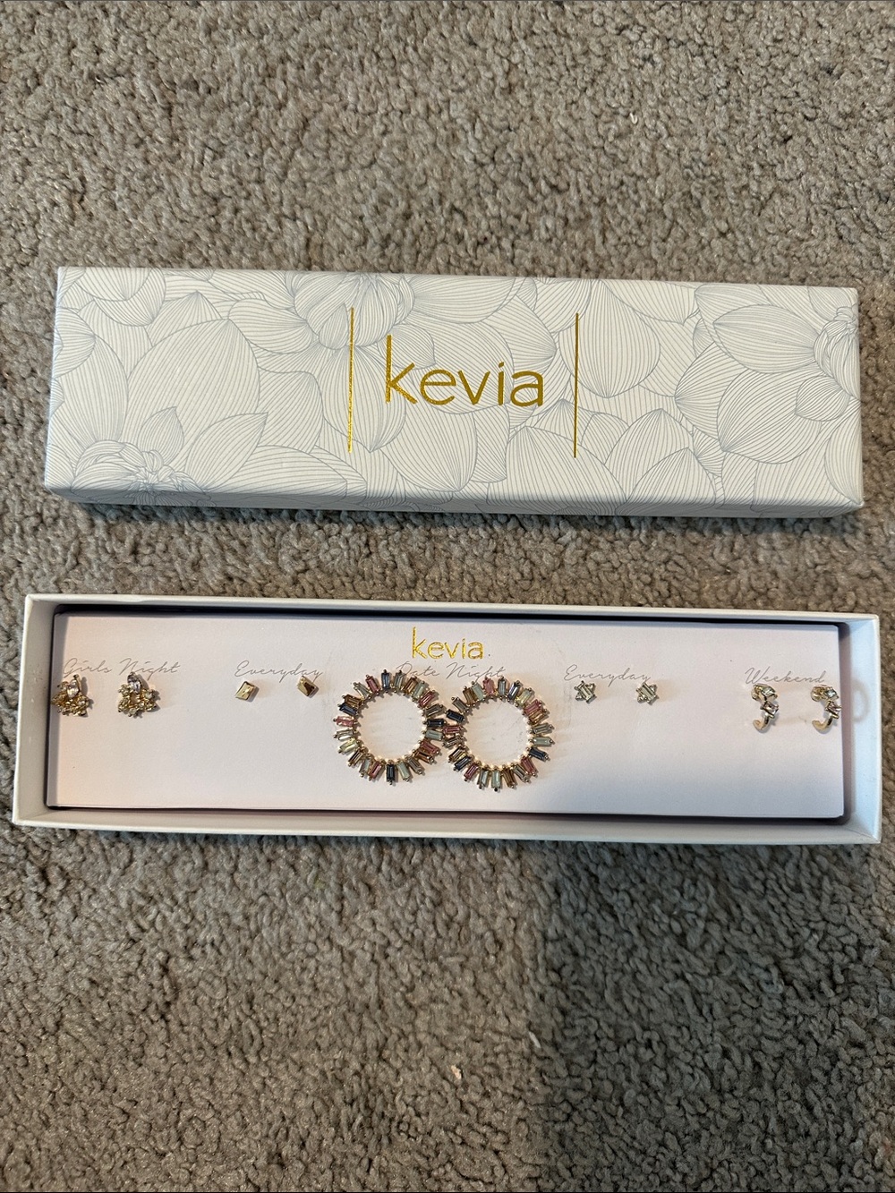 Kevia Gold Five Piece Earring Set